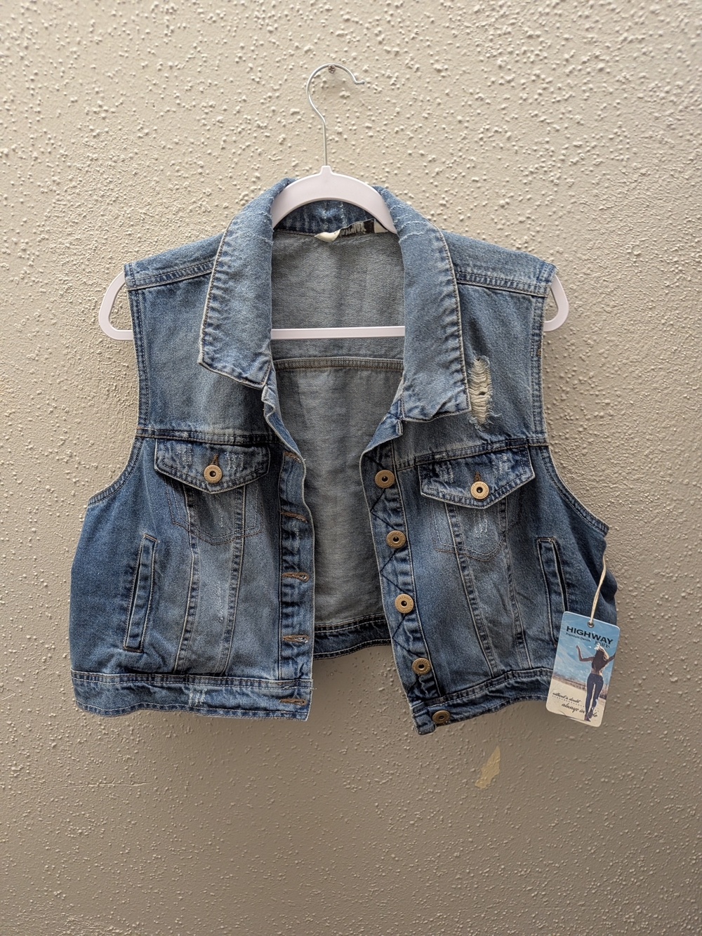 Highway Jeans Distressed Denim Vest